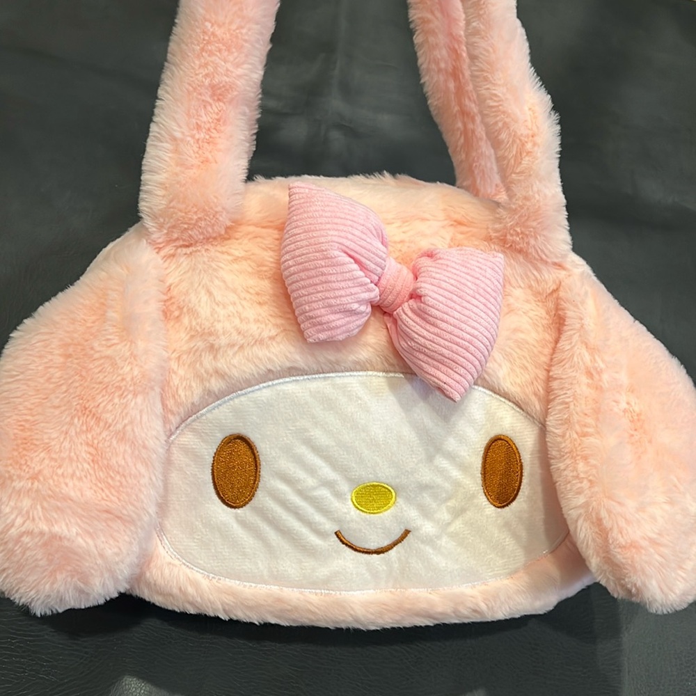 My Melody Face Plush Shoulder Tote Bag
